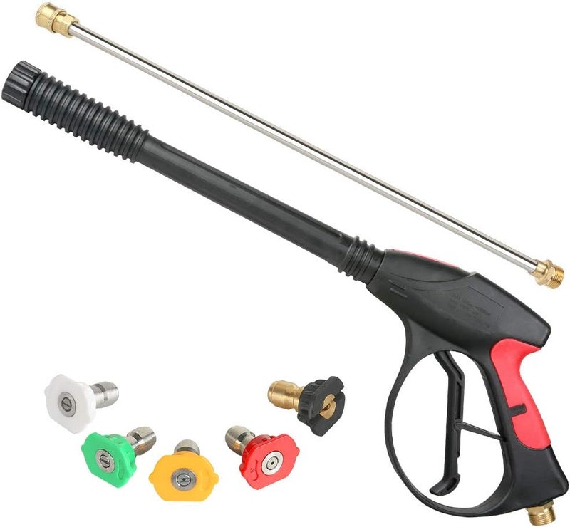 Sooprinse High Pressure Washer Gun Power Spray Gun 4000psi with 19 inch Extension Replacement Wand Lance,5 Quick Connect Nozzles for Honda Excell Troybilt, Generac, Simpson, Briggs Stratton - Image 1